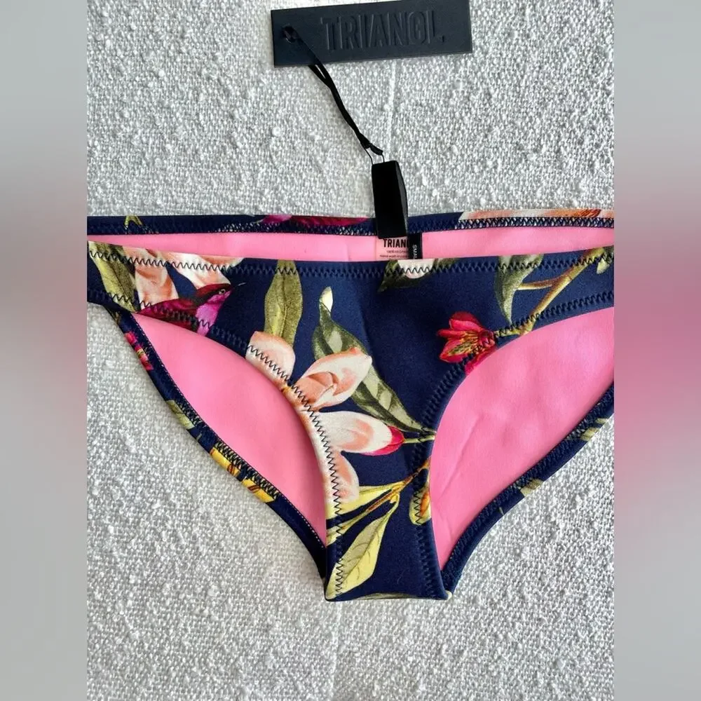 Triangl Swimwear Floral Bikini Bottom Size Small NWT